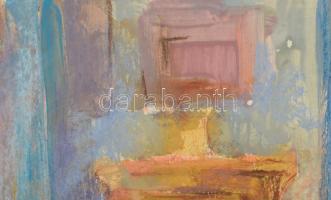 Ugocsai László (1944-): Enteriőr. Vegyes technika, papír, jelezve balra lent, lap szélén paszpartuzá...