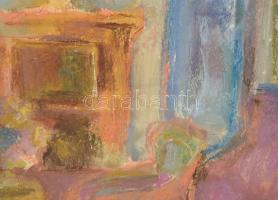 Ugocsai László (1944-): Enteriőr. Vegyes technika, papír, jelezve balra lent, lap szélén paszpartuzá...