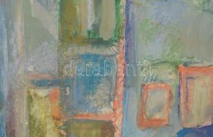 Ugocsai László (1944-): Enteriőr. Vegyes technika, papír, jelezve balra lent, lap szélén paszpartuzá...