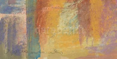 Ugocsai László (1944-): Enteriőr. Vegyes technika, papír, jelezve balra lent, lap szélén paszpartuzá...