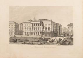 Pest, Vigadó a hajóhíddal, Redoute. acélmetszet Rauschenfels von Steinberg 9x14 cm, lapméret 14x18 c...