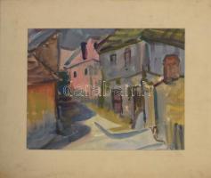 Sztojka László (1910-1971): Tokaj. Akvarell, papír, jelzett, paszpartuban, hátoldalán Képcsarnok Vállalat címkéjével, 28×36,5 cm