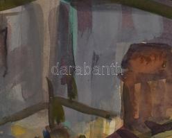 Sztojka László (1910-1971): Tokaj. Akvarell, papír, jelzett, paszpartuban, hátoldalán Képcsarnok Vál...