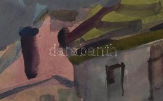 Sztojka László (1910-1971): Tokaj. Akvarell, papír, jelzett, paszpartuban, hátoldalán Képcsarnok Vál...