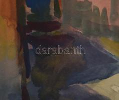 Sztojka László (1910-1971): Tokaj. Akvarell, papír, jelzett, paszpartuban, hátoldalán Képcsarnok Vál...