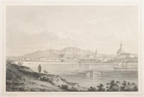 cca 1850 Ludwig Rohbock (1820-1883): Vác látképe a Duna felöl, acélmetszet, jelzett a metszeten. / Steel engraving, 14×18,5 cm