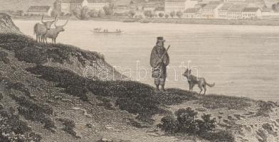 cca 1850 Ludwig Rohbock (1820-1883): Vác látképe a Duna felöl, acélmetszet, jelzett a metszeten. / S...