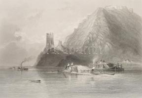 XIX. sz. közepe Bartlett, William Henry (1809-1854) - Hinchliff, J. J. (1805-1875): A visegrádi vár (Castle of Wissegraad / Chateau de Wissegrade). Acélmetszet, papír, jelzett a metszeten, 12x18 cm
