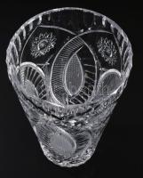 Gazdag csiszolású kristály váza, hibátlan, m: 25 cm