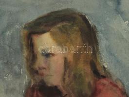 Cseh István (1916-1975): Ülő lány, 1947. Akvarell, ceruza, papír, jelzett, paszpartuban, hátoldalán ...