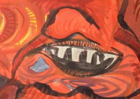 Jelzés nélkül: Hármasfogat (Busók?). Akvarell, papír, paszpartuban, 29,5×46 cm