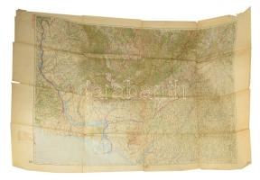 1940 Erdély és Románia térképe, M. Kir. Honvéd Térképészeti Intézet, foltos, hajtásoknál szakadás, 104x84 cm / Map of Romania and Transylvania, with stains and tears
