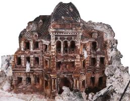 Lerombolt havas ház - egyedileg készült makett, 40x26 cm