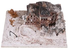 Lerombolt havas ház - egyedileg készült makett, 40x26 cm
