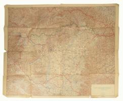 1938 Magyarország térkép a visszatért felvidéki területekkel (magyar cseh katonai bizottság által 1938 nov. 5-én megállapított "demarkációs vonal"), M. Kir. Térk. Intézet, 1: 750000, 70x100 cm, szakadással
