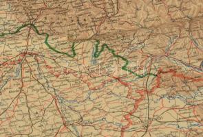 1938 Magyarország térkép a visszatért felvidéki területekkel (magyar cseh katonai bizottság által 19...