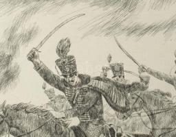 Gönczi Béla (1934-): Simonyi József, "a legvitézebb huszár", 1987. Rézkarc, papír, jelzett...