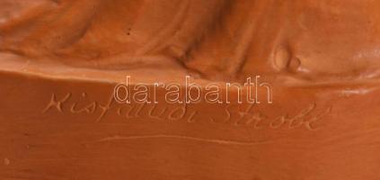 Kisfaludy Stróbl Zsigmond után: Fésülködő akt, terrakotta, kopással, 19x23 cm