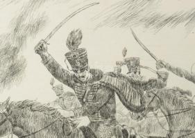 Gönczi Béla (1934-): Simonyi József, "a legvitézebb huszár", 1987. Rézkarc, papír, jelzett...