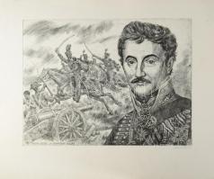 Gönczi Béla (1934-): Simonyi József, "a legvitézebb huszár", 1987. Rézkarc, papír, jelzett...