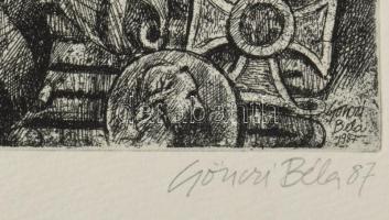 Gönczi Béla (1934-): Simonyi József, "a legvitézebb huszár", 1987. Rézkarc, papír, jelzett...