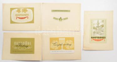 1956-1957, 5 darab borcímke terv kartonlapon.