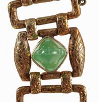 14k arany (Au) karkötő smaraddokkal, jelzett, 20 cm sz: 23 mm, 41,05 g