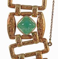 14k arany (Au) karkötő smaraddokkal, jelzett, 20 cm sz: 23 mm, 41,05 g