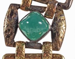 14k arany (Au) karkötő smaraddokkal, jelzett, 20 cm sz: 23 mm, 41,05 g