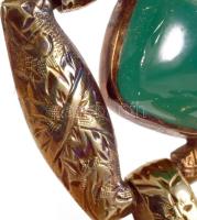 14k arany (Au) karkötő smaraddokkal, jelzett, 20 cm sz: 23 mm, 41,05 g