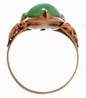 14k arany (Au) gyűrű smaraddal, jelzett, m: 52, br 7,22 g