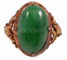 14k arany (Au) gyűrű smaraddal, jelzett, m: 52, br 7,22 g