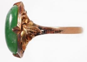 14k arany (Au) gyűrű smaraddal, jelzett, m: 52, br 7,22 g