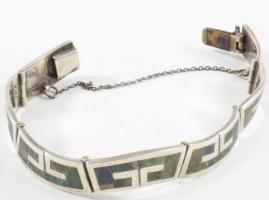 Ezüst karkötő lápis lazuli berakással, jelzett. 41,39 g