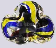 Cseh multicolor színezésű üveg asztaldísz, jelzés nélkül, hibátlan, d:17 cm