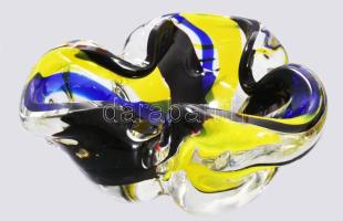 Cseh multicolor színezésű üveg asztaldísz, jelzés nélkül, hibátlan, d:17 cm