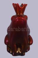 Zsolnay békakirály, ökörvér mázas, jelzett, kis kopásnyomokkal, m: 7,5 cm