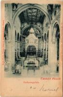 Pécs, Székesegyház belső. Rechnitzer Ottokár fénynyomdája, Fischer Ferenc kiadása (vágott / cut)