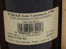 1998 Chateau Megyer 5 puttonyos Tokaji Aszú, bontatlan palack, édes fehér desszertbor, bontatlan, le...
