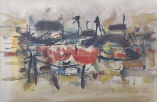 Misch Ádám (1935-1995): Táj II, 1965. Akvarell, papír, jelezve jobbra középen lent, üvegezett fakeretben, 33×48 cm