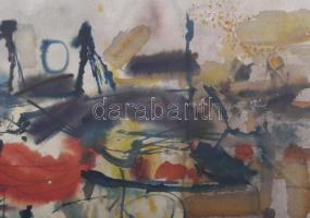 Misch Ádám (1935-1995): Táj II, 1965. Akvarell, papír, jelezve jobbra középen lent, üvegezett fakere...