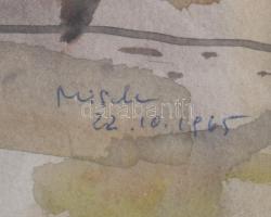 Misch Ádám (1935-1995): Táj II, 1965. Akvarell, papír, jelezve jobbra középen lent, üvegezett fakere...