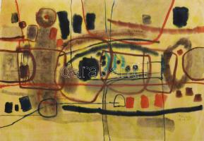 Misch Ádám (1935-1995): Cím nélkül, 1965. Akvarell, papír, jelezve jobbra lent, üvegezett fakeretben, 34×48 cm