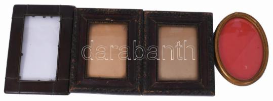 4 darab képkeret, közte szecessziós, kopással, 25x18 cm alatt