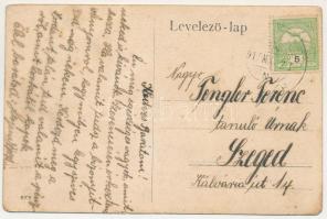 1915 Hidasliget, Bruckenau, Pischia; Községháza, Templom, Tröszter Mátyás lakháza. Szecessziós-virág...