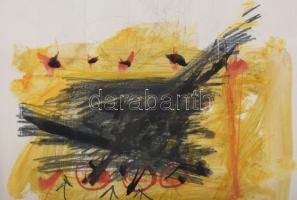 Misch Ádám (1935-1995): Errefelé, 1983. Akvarell, ceruza, kréta, papír, jelezve jobbra lent, üvegeze...