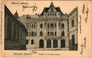 1904 Pécs, M. kir. posta- és távirda épület. Fürst Lipót kiadása (EM)