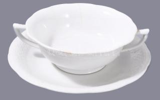 Herendi fehér 26 részes szervírozó garnitúra, leveskínáló, 3 darab szószos edény, 6 darab leveses cs...