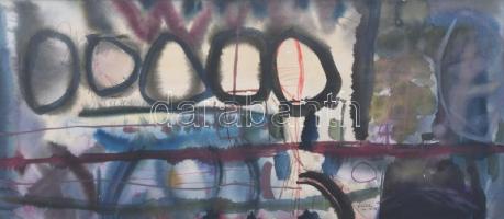 Misch Ádám (1935-1995): Este felé (cím nélkül), 1965. Akvarell, papír, jelezve jobbra lent, üvegezett fakeretben, 20,5×43 cm