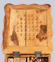 Kézi készítésű faragott sakk és malom játék készlet, intarziás 19x19 cm